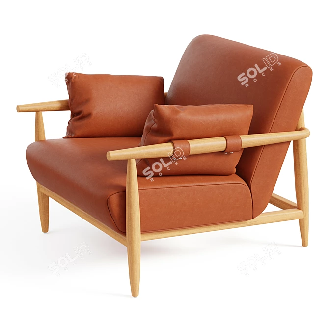 Luxury Leather Armchair - Cozy Chic Essentials 3D model image 4