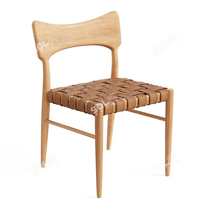 Saddle Leather Oak Dining Chair 3D model image 1