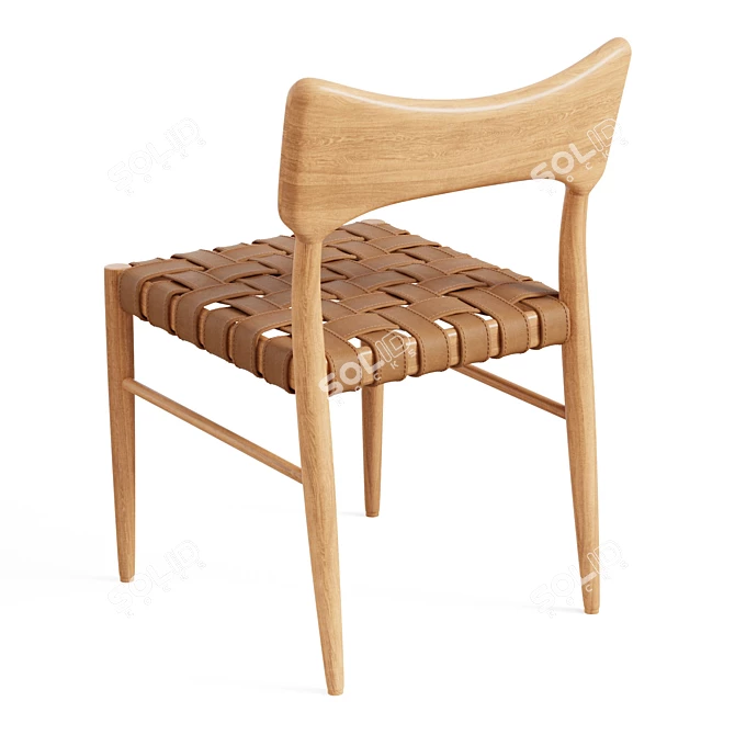 Saddle Leather Oak Dining Chair 3D model image 3