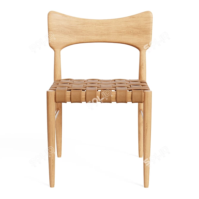 Saddle Leather Oak Dining Chair 3D model image 5
