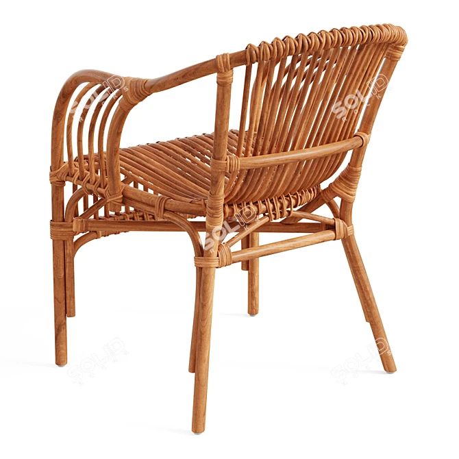 Colonial Rattan Curving Chair 3D model image 3