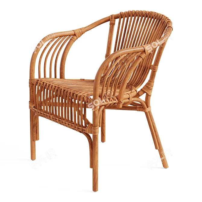 Colonial Rattan Curving Chair 3D model image 4