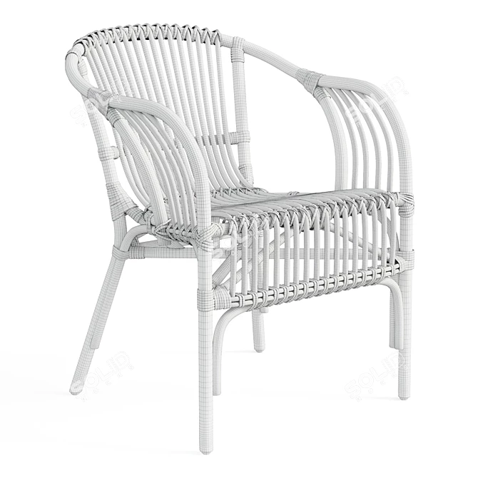 Colonial Rattan Curving Chair 3D model image 6