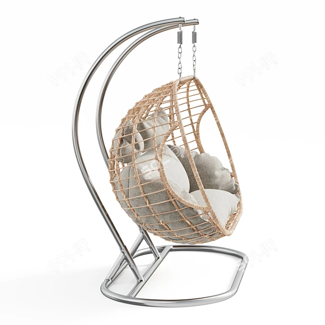 Double Hanging Chair Set - Grey & Cream 3D model image 4