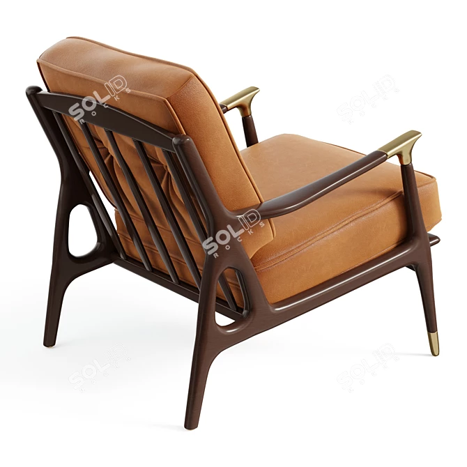  Midcentury Leather Accent Chair 3D model image 2