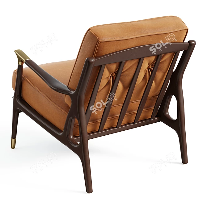  Midcentury Leather Accent Chair 3D model image 3