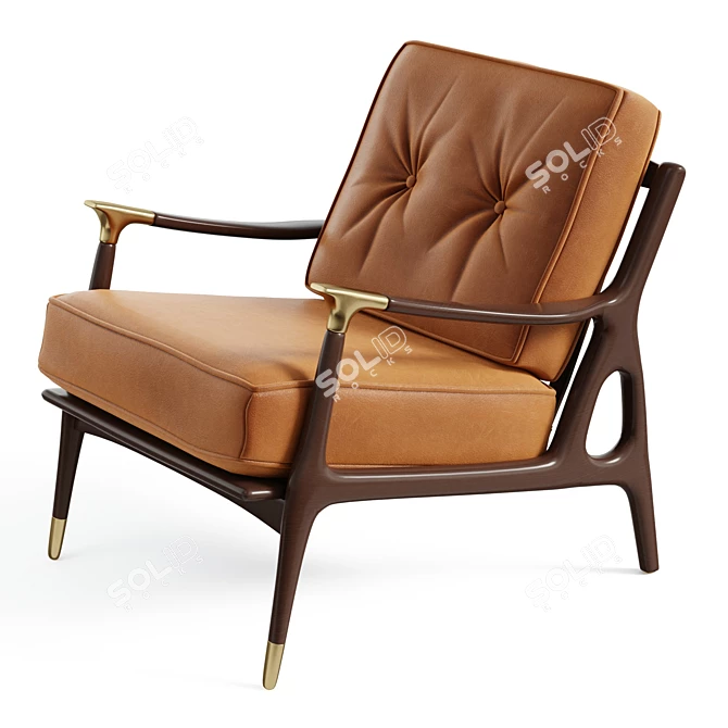  Midcentury Leather Accent Chair 3D model image 4