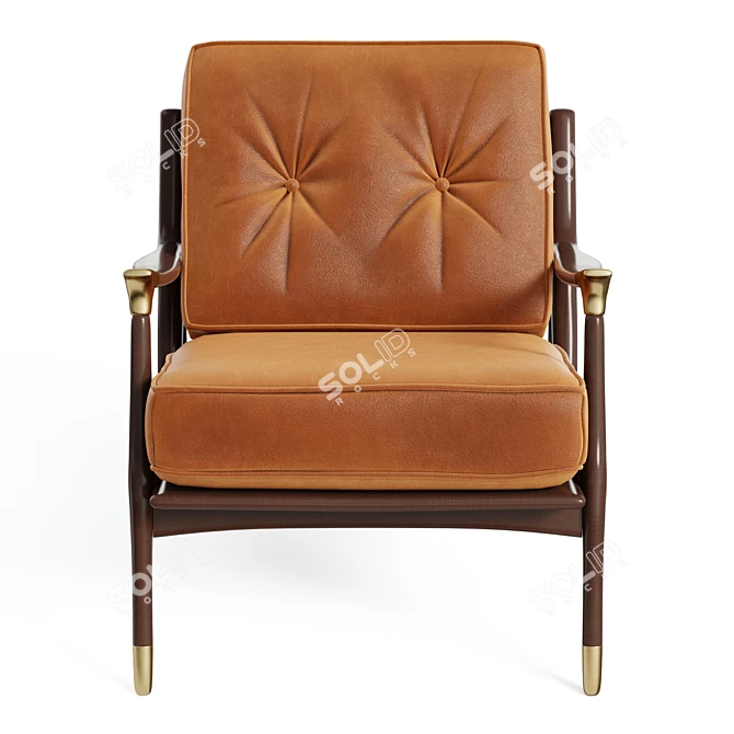  Midcentury Leather Accent Chair 3D model image 5