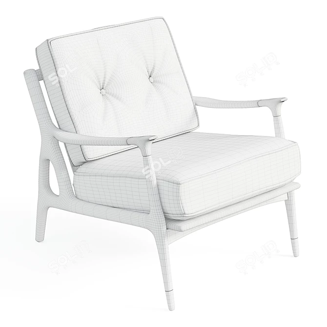  Midcentury Leather Accent Chair 3D model image 6