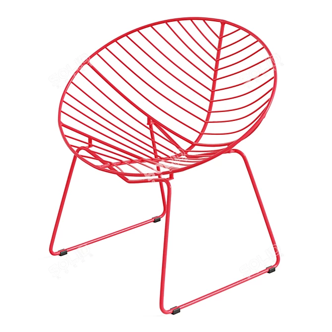 Leaf-Patterned Outdoor Lounge Chair 3D model image 4