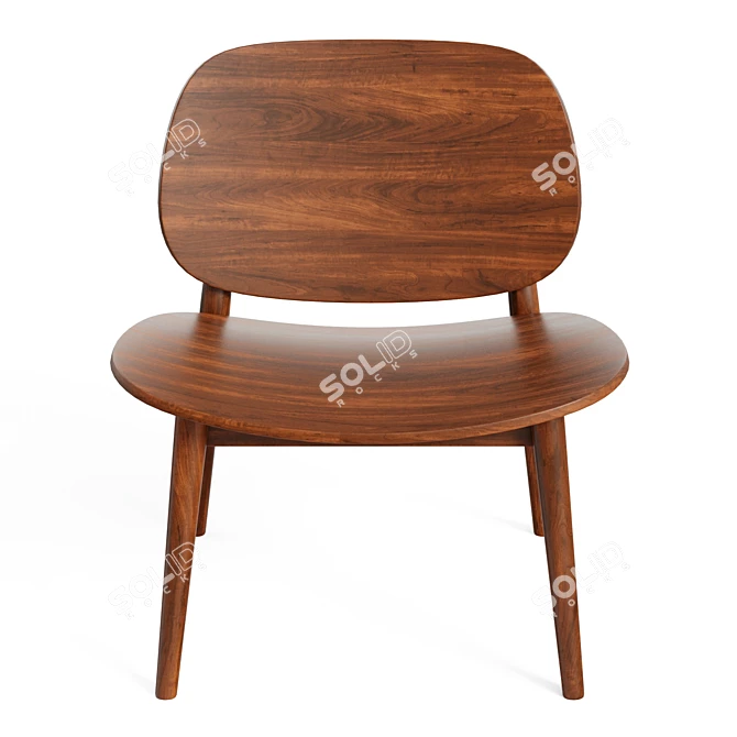 Mid-Century Rubberwood Lounge Chairs 3D model image 5