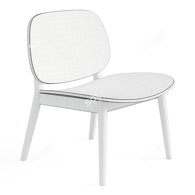 Mid-Century Rubberwood Lounge Chairs 3D model image 6