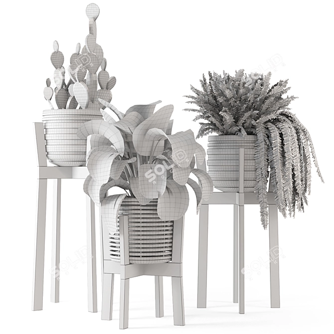 Rusty Concrete Pot Indoor Plants 3D model image 7