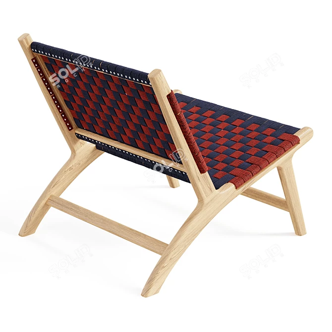 Modern French Checkered Oak Chair 3D model image 2