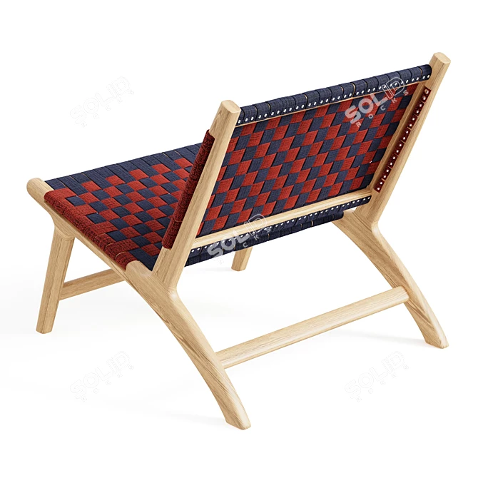 Modern French Checkered Oak Chair 3D model image 3