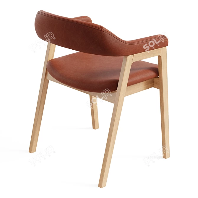 Scandinavian-Inspired TanOak Dining Armchair 3D model image 2