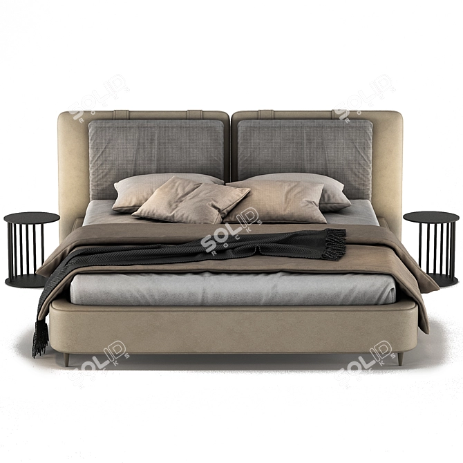 Modern Almond Flat Bed 3D model image 2