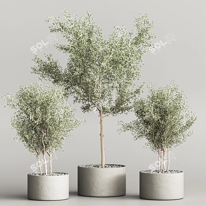 Succulent Garden Décor Statue 3D model image 2