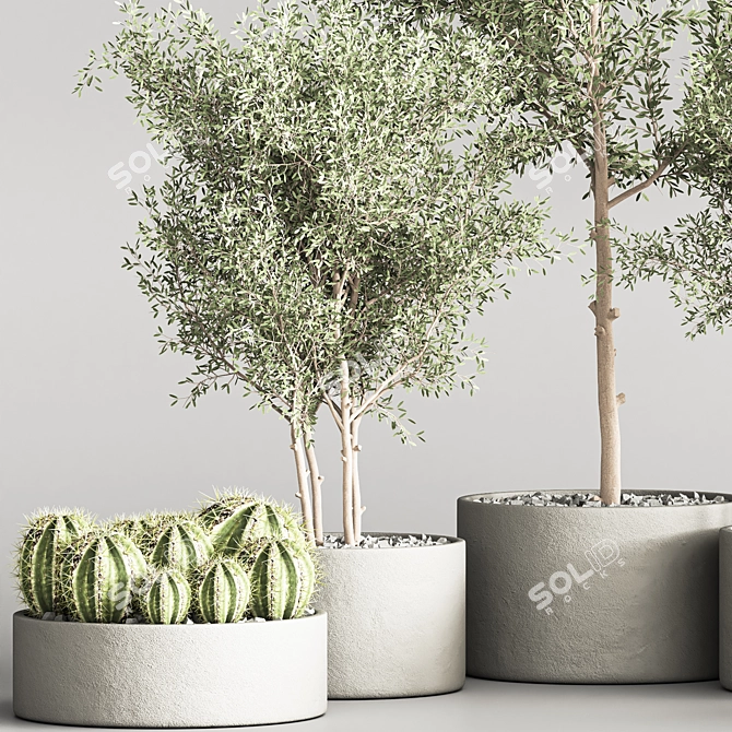 Succulent Garden Décor Statue 3D model image 5