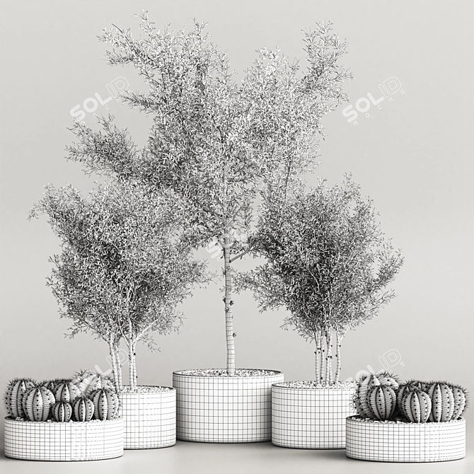 Succulent Garden Décor Statue 3D model image 6