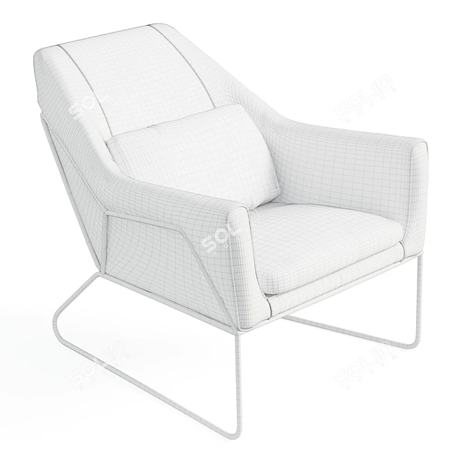 Mustard Velvet Metal Framed Armchair 3D model image 6