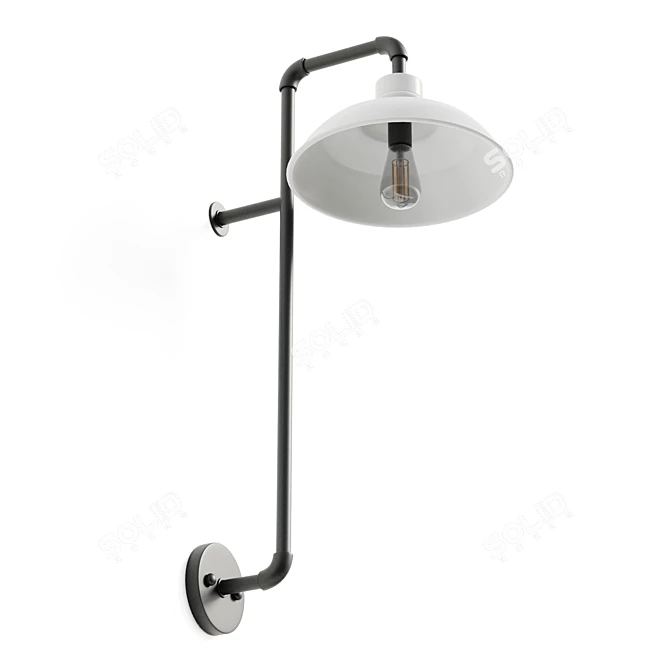 Minimalist Metal Wall Sconce Light 3D model image 2