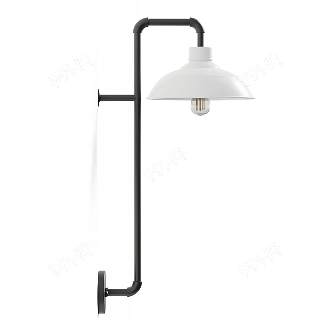 Minimalist Metal Wall Sconce Light 3D model image 3