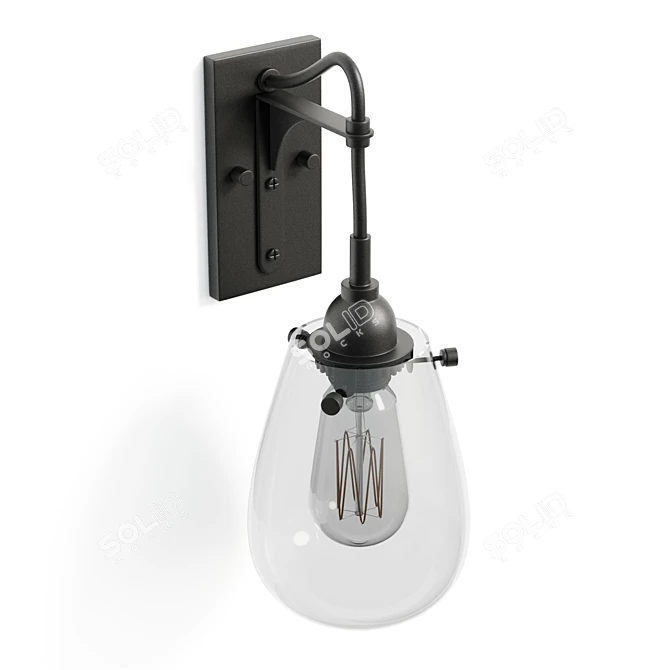 Industrial Tear Drop Glass Sconce 3D model image 4