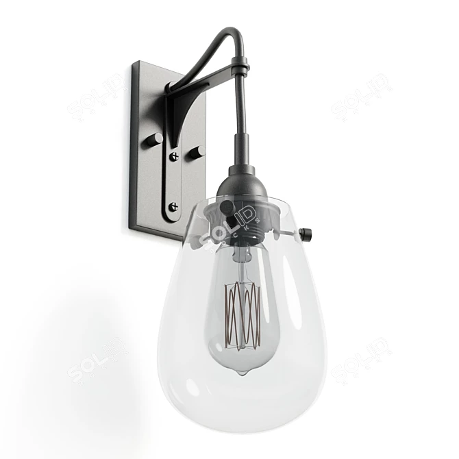 Industrial Tear Drop Glass Sconce 3D model image 5