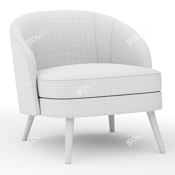 Luxury Leather Armchair Cecile 3D model image 2
