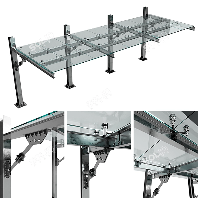 Modular Glass Parking Canopy 3D model image 1