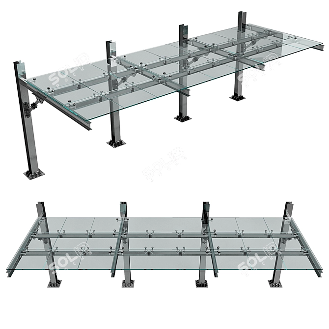 Modular Glass Parking Canopy 3D model image 2