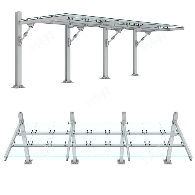 Modular Glass Parking Canopy 3D model image 4