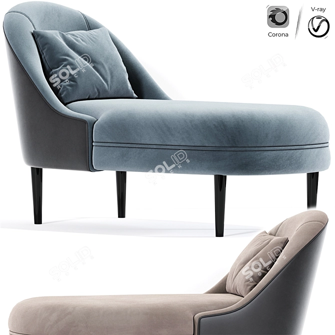 Stylish Bella Chaise Lounge 3D model image 1