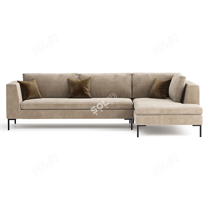 Modern Dark Green Corner Sofa 3D model image 2