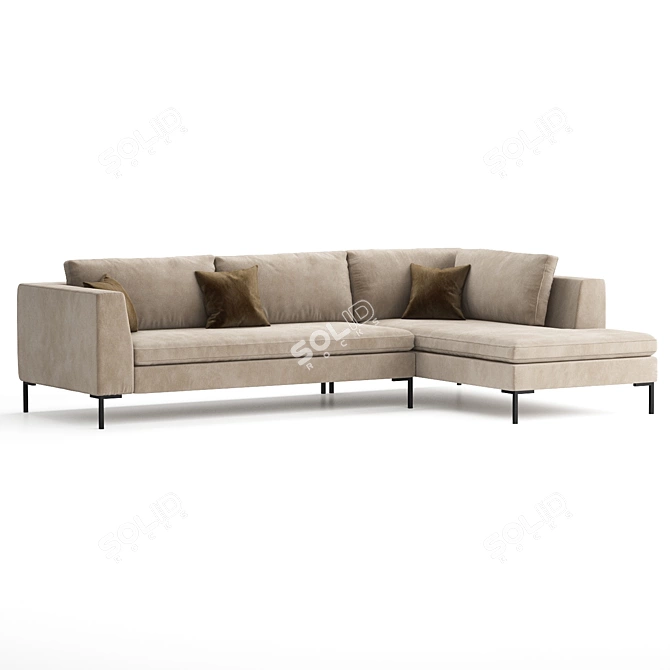 Modern Dark Green Corner Sofa 3D model image 3