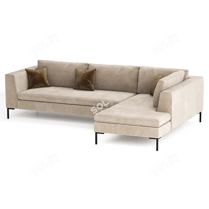 Modern Dark Green Corner Sofa 3D model image 4