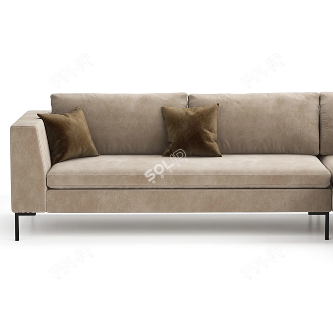 Modern Dark Green Corner Sofa 3D model image 5