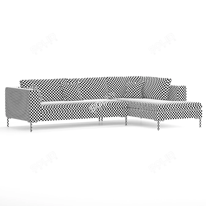 Modern Dark Green Corner Sofa 3D model image 6