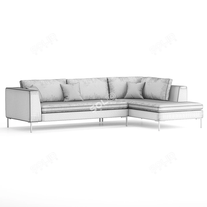 Modern Dark Green Corner Sofa 3D model image 7