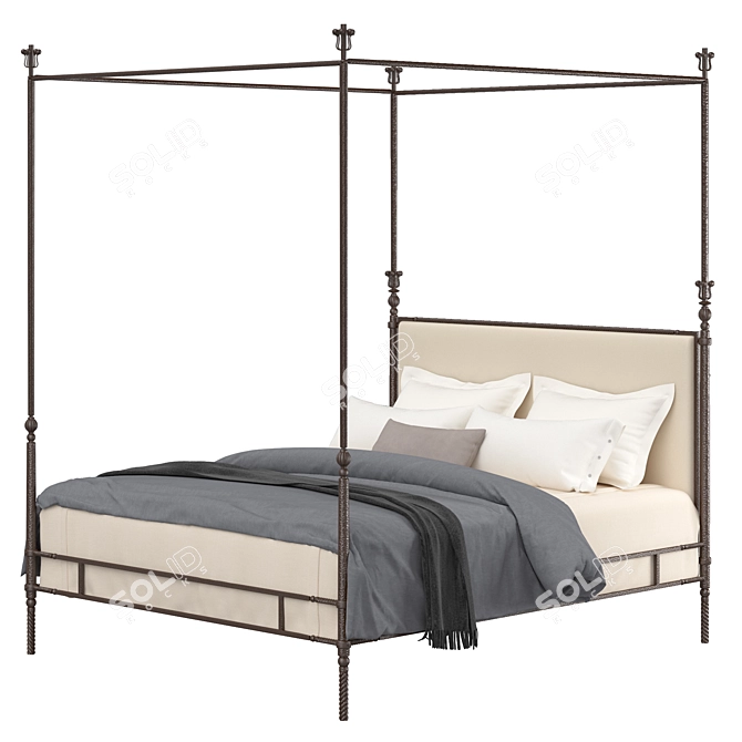 Elegant California King Branwen Bed 3D model image 4