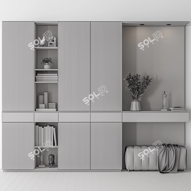 Modern Black Wood Entryway 3D model image 5