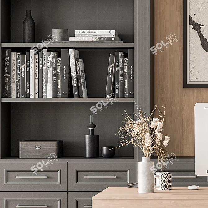 Gray Home Office Furniture Set 3D model image 2