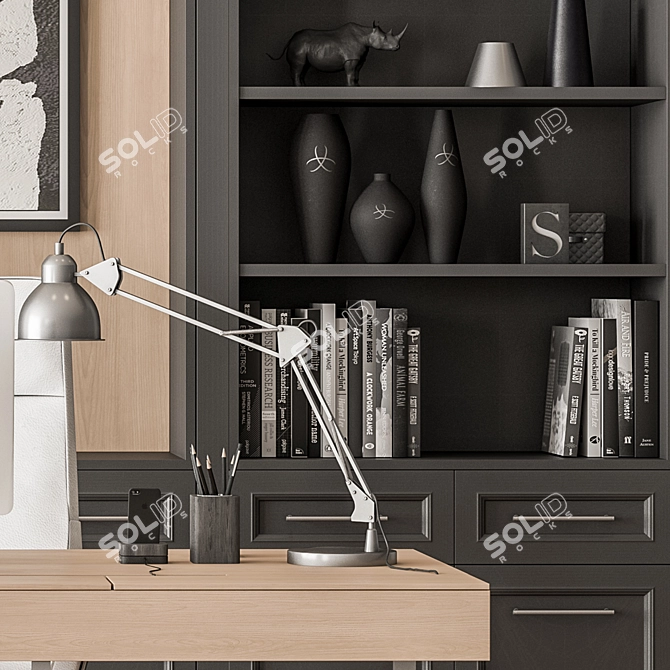 Gray Home Office Furniture Set 3D model image 3