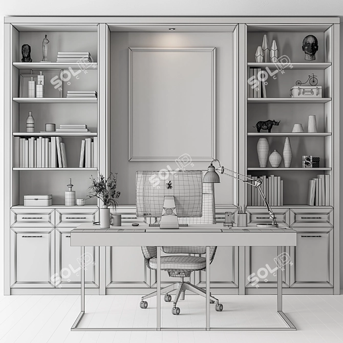 Gray Home Office Furniture Set 3D model image 6