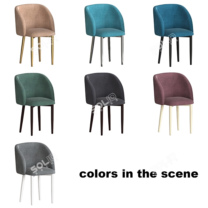 Metallic Half-Round Chair | Stolburg Collection 3D model image 2