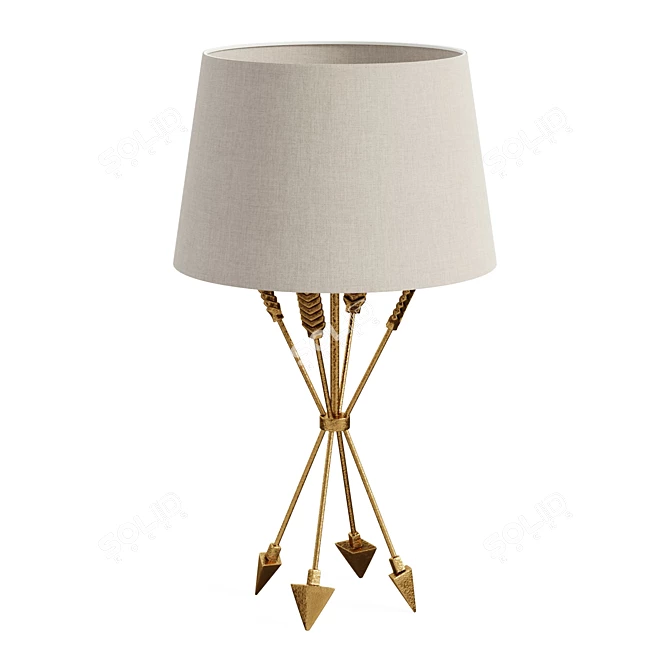 Feathered Arrows Antique Brass Lamp 3D model image 1