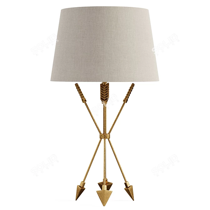 Feathered Arrows Antique Brass Lamp 3D model image 4