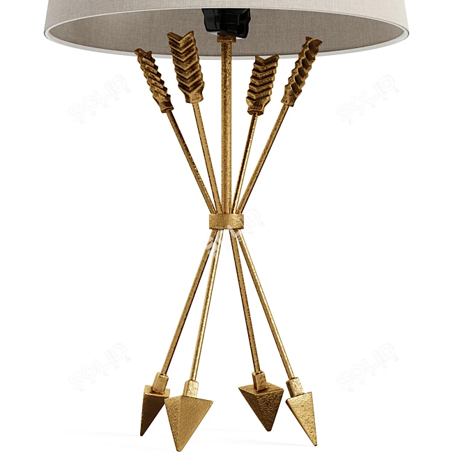 Feathered Arrows Antique Brass Lamp 3D model image 5