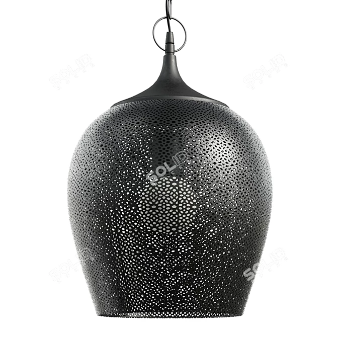 Charcoal Lace-Cut Pendant, Small 3D model image 3